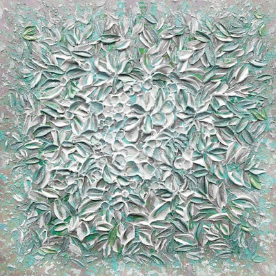 Frosted Florals - Green Gray Blue by Nada Khatib framed canvas print