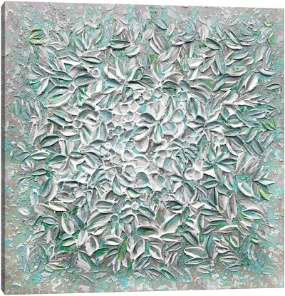 Frosted Florals - Green Gray Blue Canvas Art Print - Nada Khatib