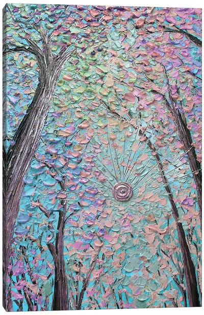 A Colorful Evolution - Blue Peach Green Canvas Art Print - Nada Khatib