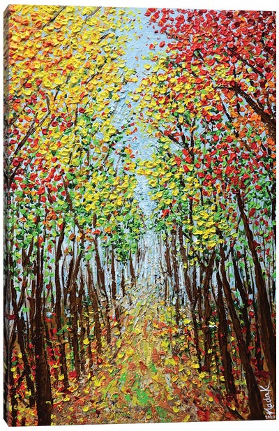 Driftwood In September - Red Yellow Green Canvas Art Print - Nada Khatib