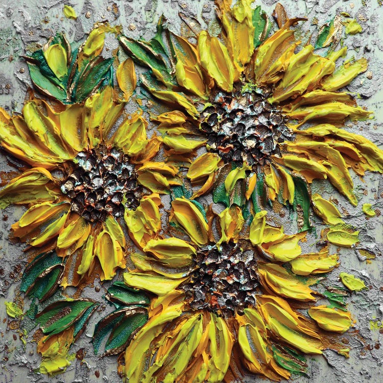 Happy Trio - Yellow Silver Gray by Nada Khatib wall art