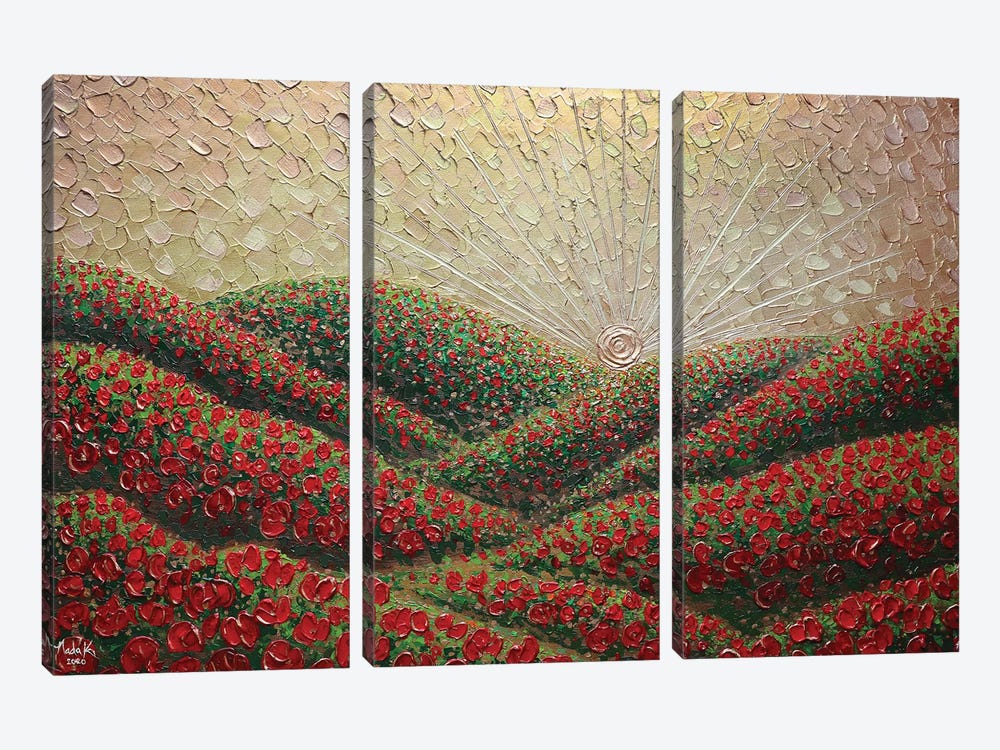 Hidden Hills - Gold Red by Nada Khatib 3-piece Canvas Artwork