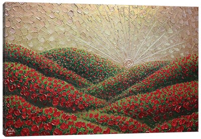Hidden Hills - Gold Red Canvas Art Print - Nada Khatib