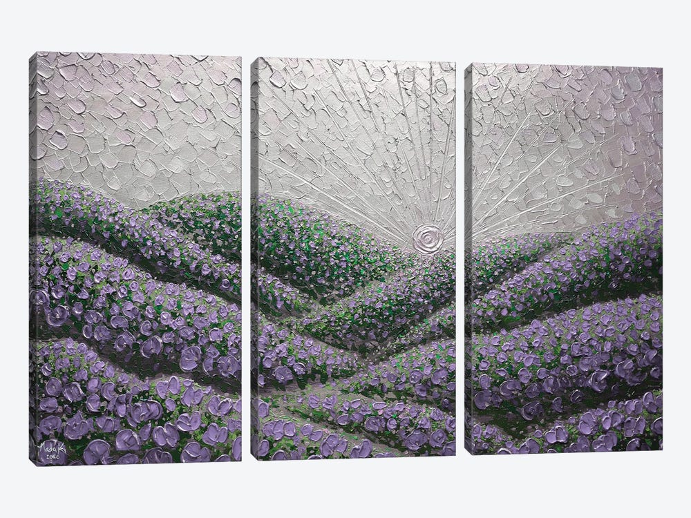 Hidden Hills - Purple Gray by Nada Khatib 3-piece Canvas Art Print