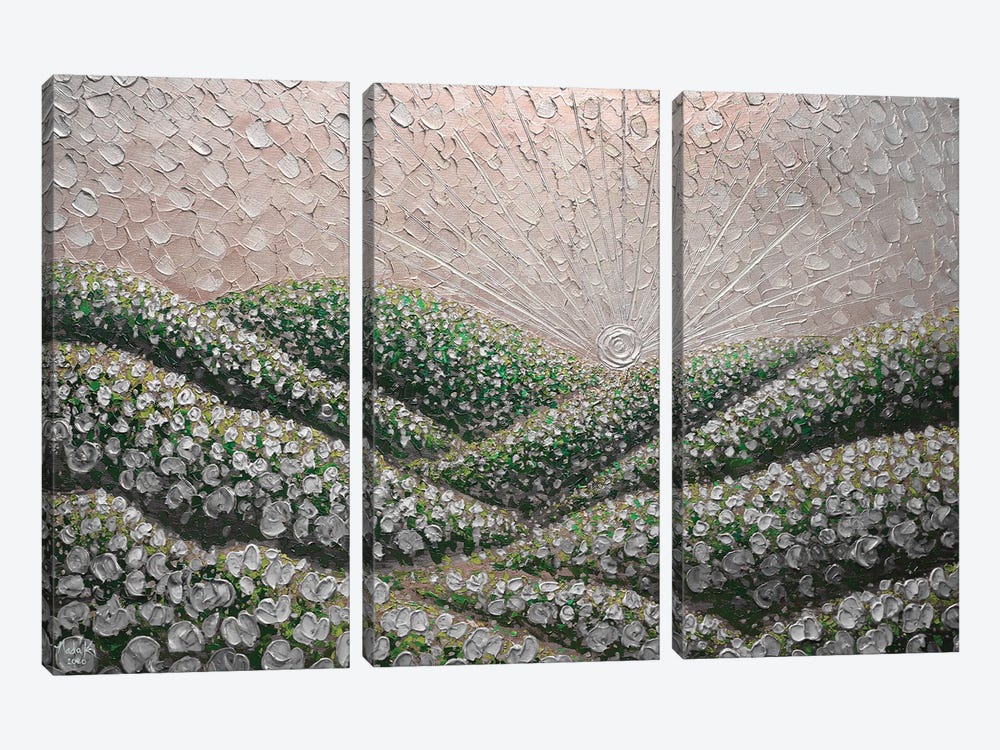 Hidden Hills - Silver Gray by Nada Khatib 3-piece Canvas Print