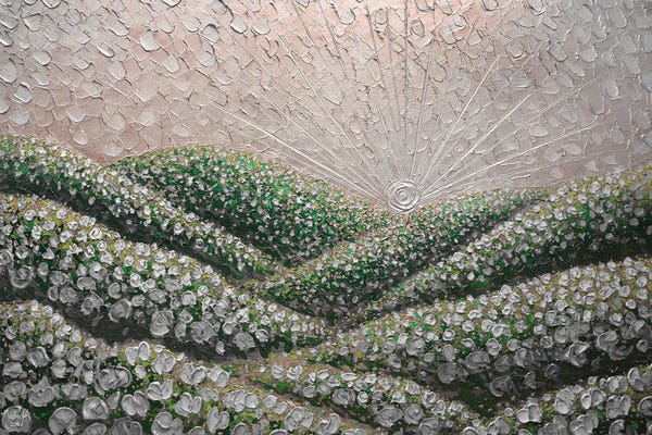 Palette Knife Prints: Hidden Hills - Silver Gray by Nada Khatib