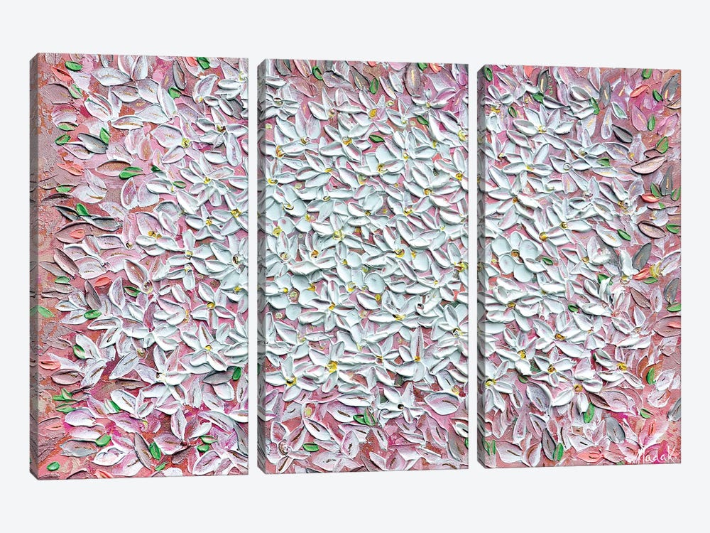 Jasmine - Pink Magenta White by Nada Khatib 3-piece Art Print