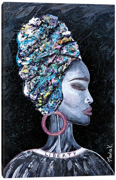 Liberate Yourself - Pink Blue Black Canvas Art Print - Nada Khatib