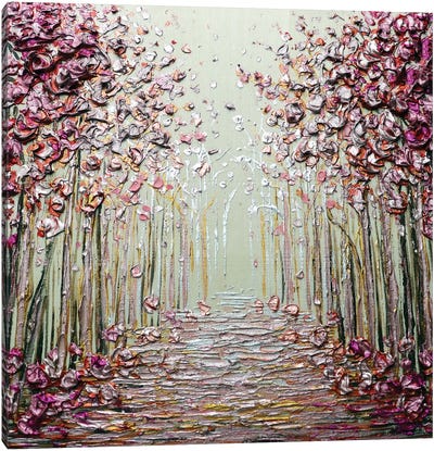 Loving You - Pink Silver Magenta Canvas Art Print - Nada Khatib
