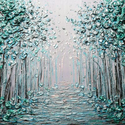 Loving You - Turquoise Blue by Nada Khatib framed canvas print