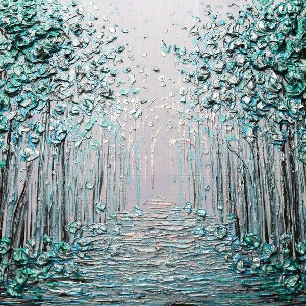 Palette Knife Prints: Loving You - Turquoise Blue by Nada Khatib