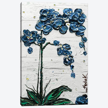 Orchid - Blue White Canvas Print #NKH86} by Nada Khatib Canvas Wall Art