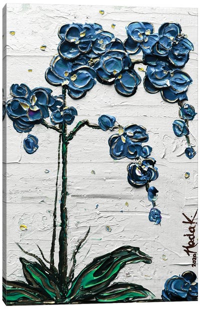 Orchid - Blue White Canvas Art Print - Nada Khatib