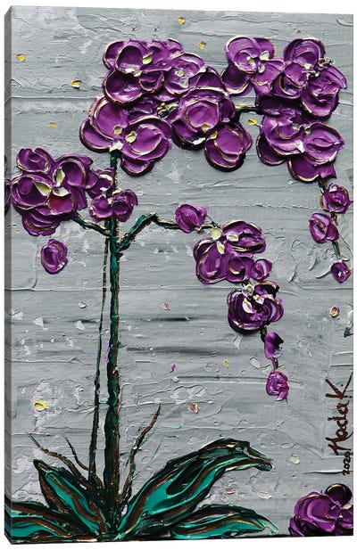 Orchid - Purple Gray Canvas Art Print - Palette Knife Prints