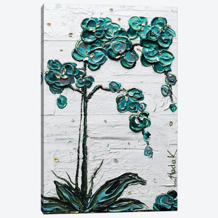 Orchid - Turquoise Blue White Canvas Print #NKH90} by Nada Khatib Canvas Wall Art