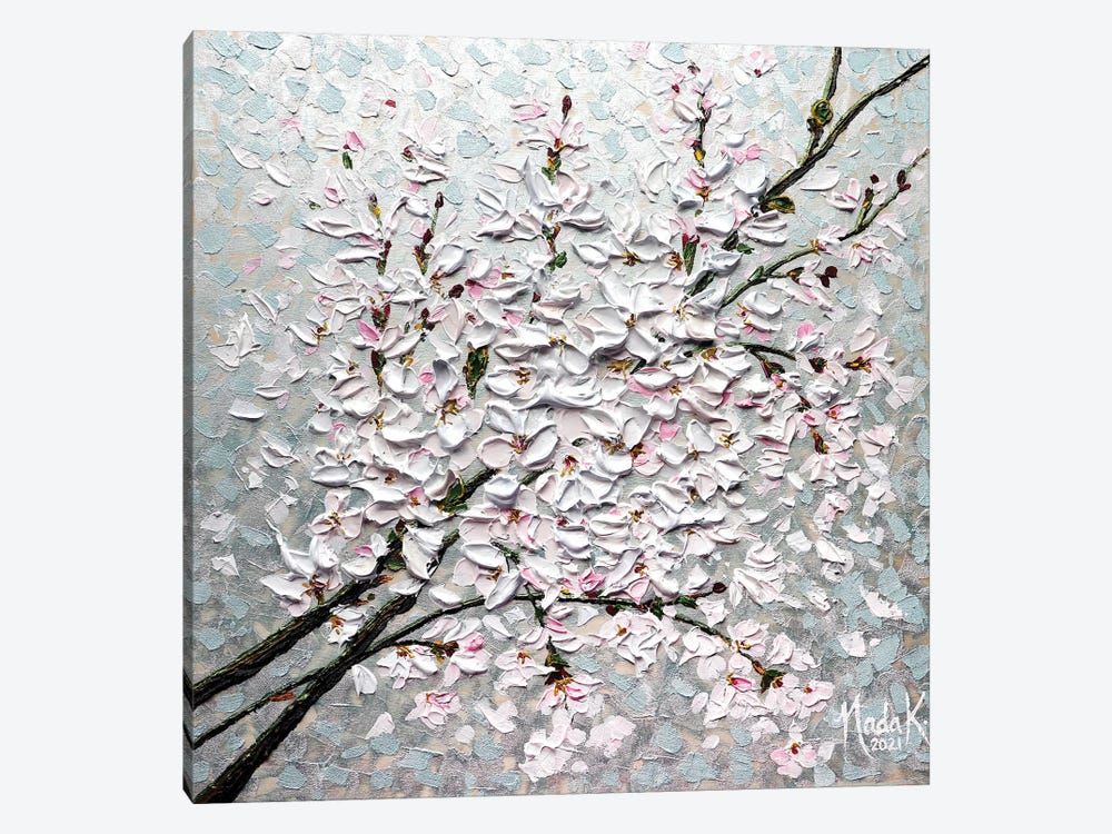 Petals In The Sky - Blue Gray Pink by Nada Khatib 1-piece Art Print