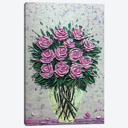 A Dozen Reasons To Love You - Pink Purple Yellow Canvas Print #NKH9} by Nada Khatib Art Print