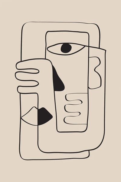 Black & Beige: Abstract Facial Line by Nikki