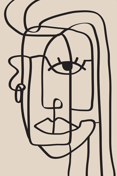 Large Modern Art - Canvas Prints: Woman Portrait Line by Nikki