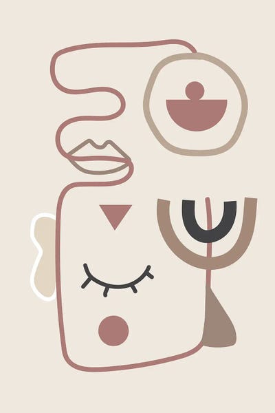 Cubist Visage: Abstract Portrait Line by Nikki