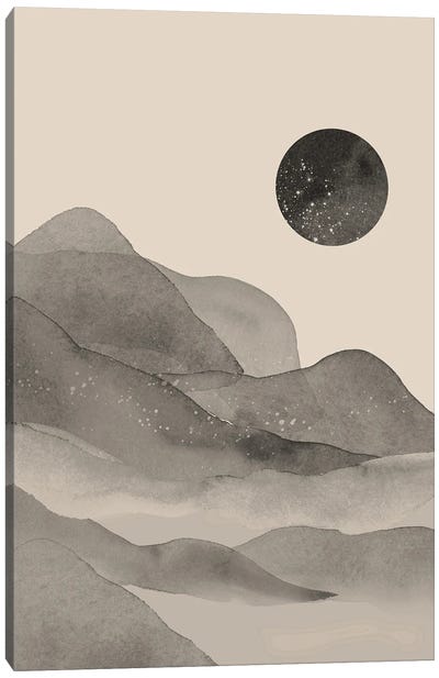 Beige Black Landscape Canvas Art Print - Japandi