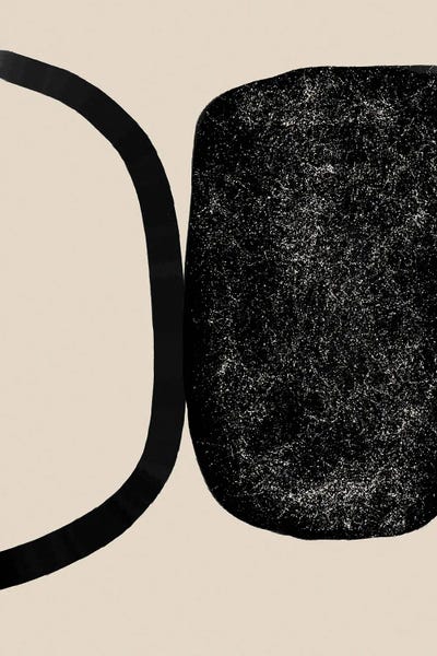 Large Modern Art - Canvas Prints: Beige Black Geometric Art by Nikki