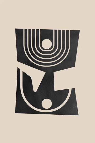 Black & Beige: Beige Black Geometric Mid Century by Nikki