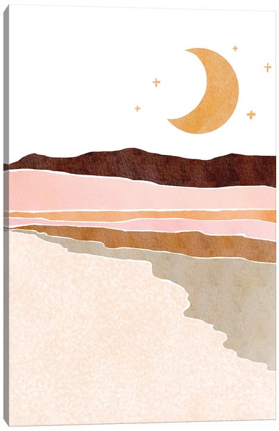 Crescent Moon Landscape Canvas Art Print - Nikki