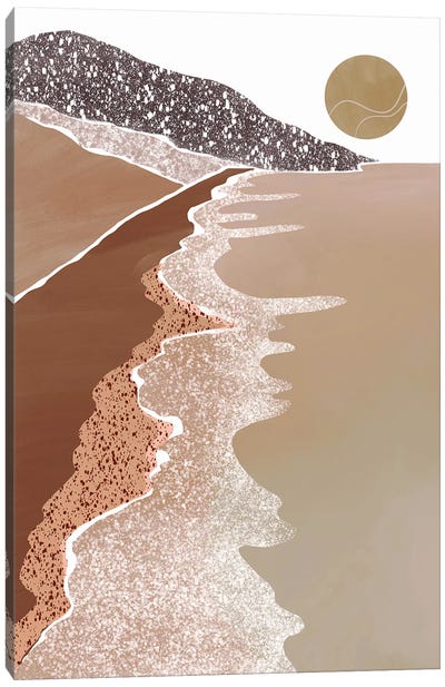 Beige Brown Seascape Canvas Art Print - Nikki