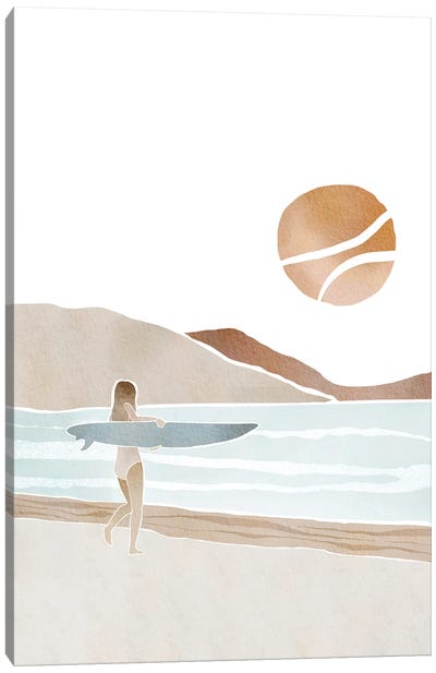 Surfer Sea Beach Canvas Art Print - Nikki