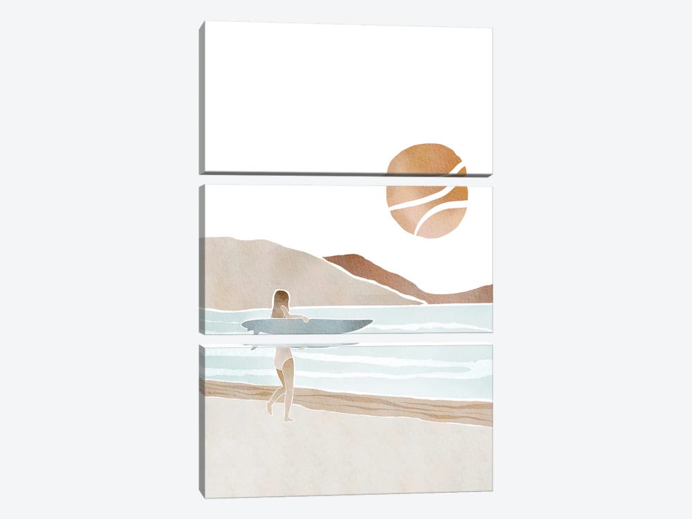 Surfer Sea Beach by Nikki 3-piece Canvas Art