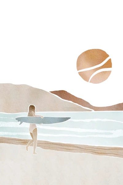 Minimalist Bohemian Decor: Surfer Sea Beach by Nikki