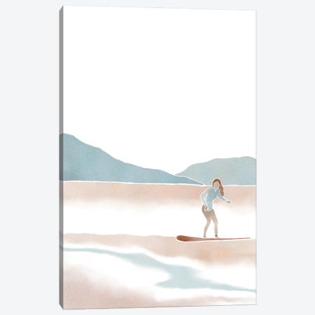 Woman Surfer Canvas Print #NKI154} by Nikki Canvas Art Print
