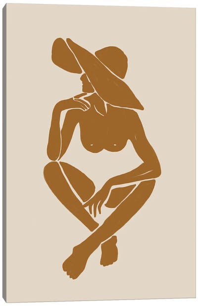 Brown Woman Woodcut Canvas Art Print - The Cut Outs Collection
