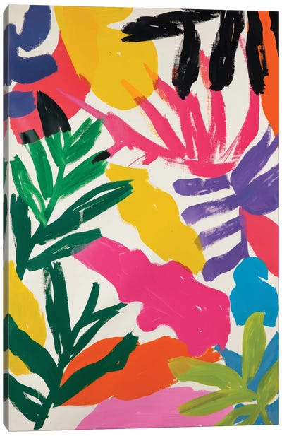 Colorful Chaos Canvas Art Print - Tropical Leaf Art