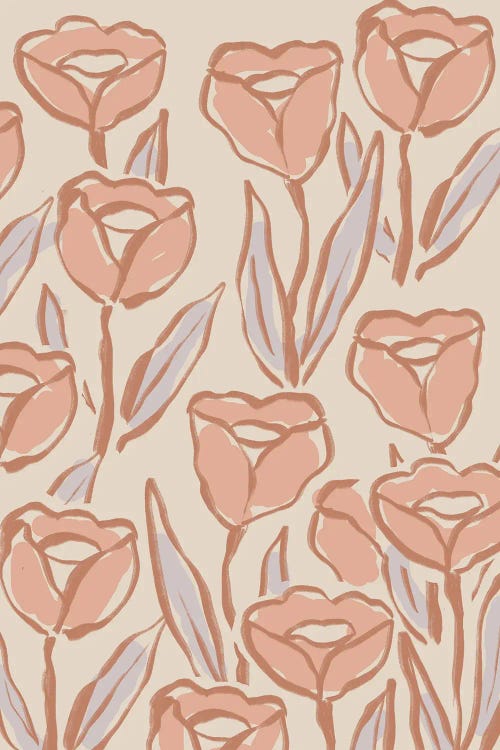Peach Tulip Pattern by Nikki wall art