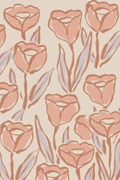 Minimalist Paintings: Peach Tulip Pattern by Nikki