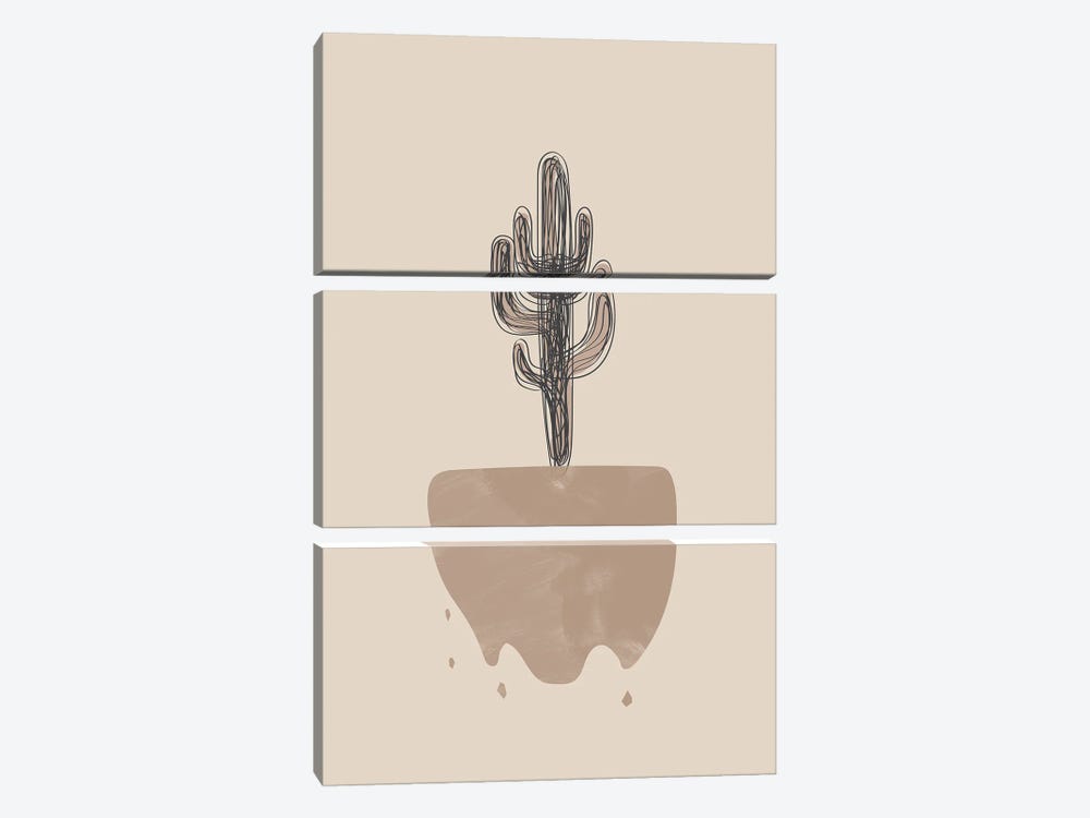 Beige Black Cactus by Nikki 3-piece Canvas Art Print