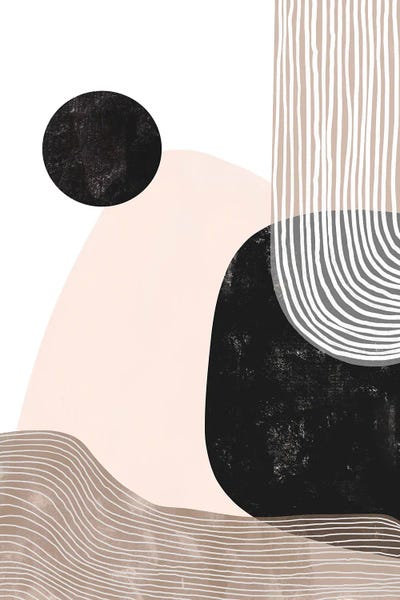 Black & Beige: Black Pink Abstract by Nikki