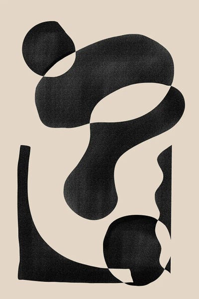 Large Modern Art - Canvas Prints: Black Abstract Shapes by Nikki