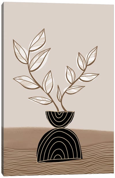 Black Potted Plant Canvas Art Print - Pottery Still Life