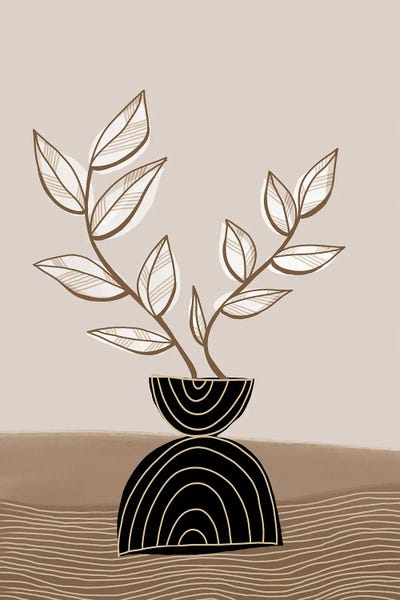 Black & Beige: Black Potted Plant by Nikki
