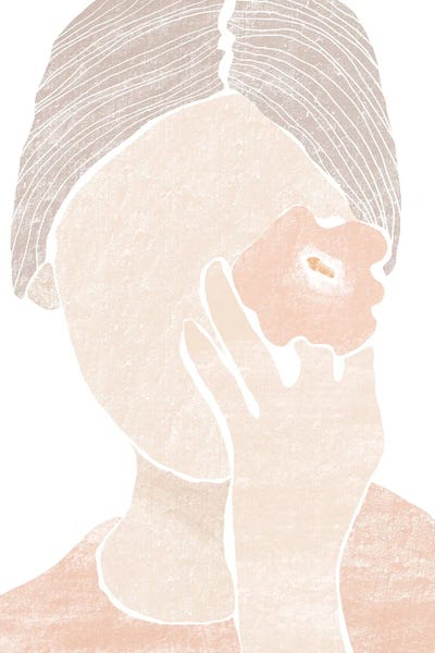 Minimalist Bohemian Decor: Woman With Flower Portrait by Nikki