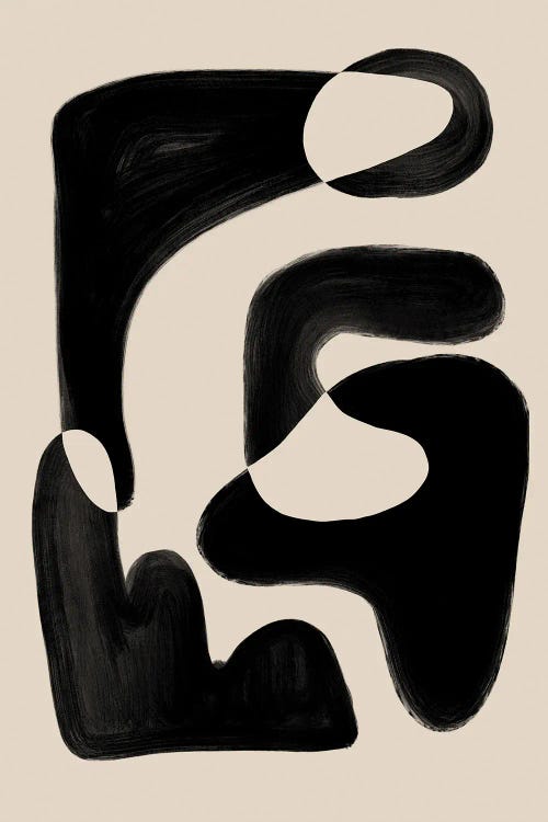 Beige Black Abstract Shape