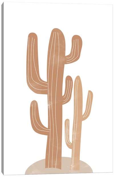 Beige Cactus Canvas Art Print - Nikki