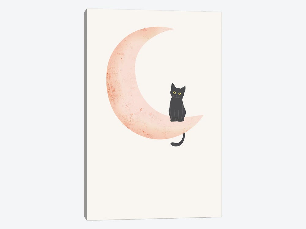 Cat On The Moon by Nikki 1-piece Canvas Artwork