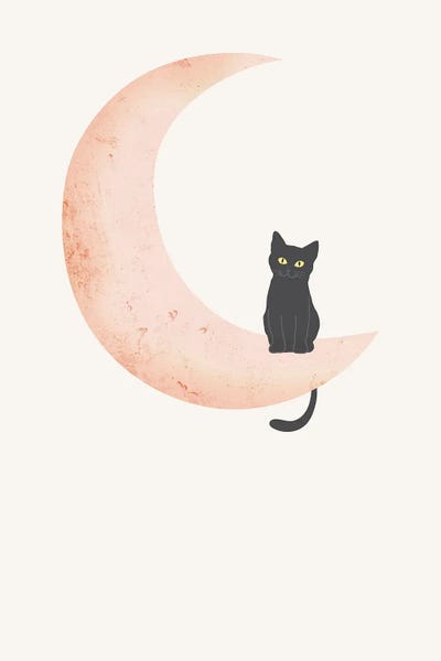 Black Cats: Cat On The Moon by Nikki