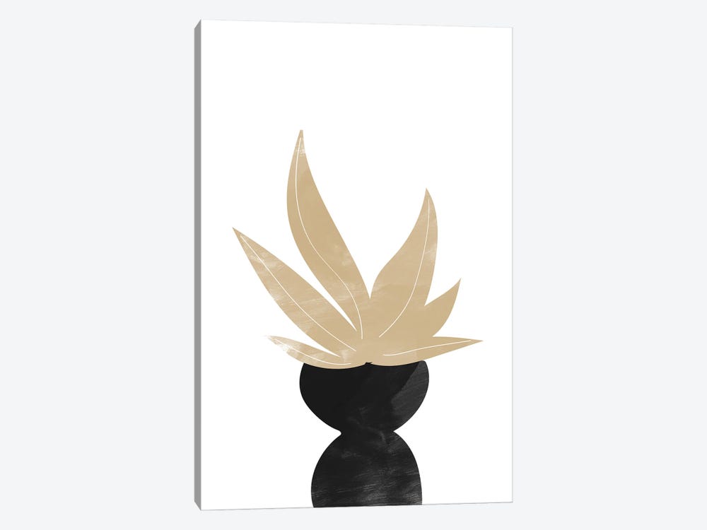 Beige Black Potted Plant by Nikki 1-piece Canvas Art Print