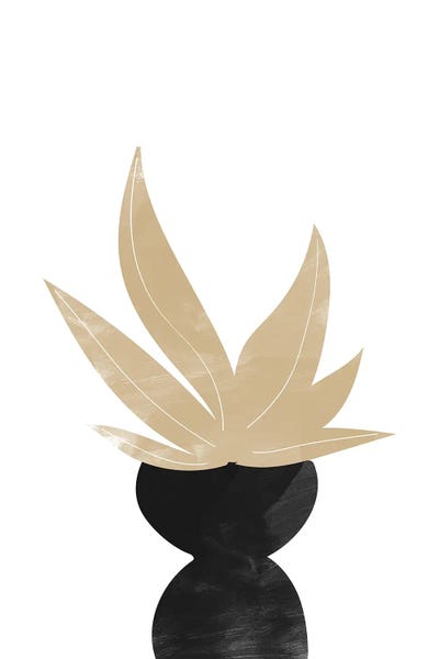 Minimalist Bohemian Decor: Beige Black Potted Plant by Nikki