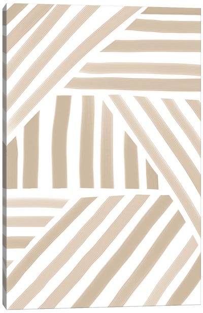Beige Stripes Canvas Art Print - Nikki